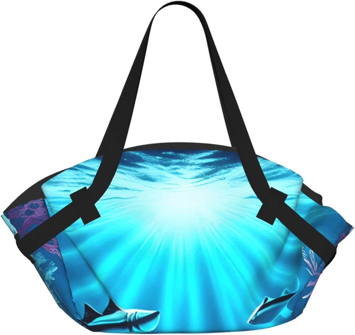Foldable Camping Bag for Outdoor Picnic Beach Use Comfortable Light with Unique Exquisite Submarine Coral Rays Print