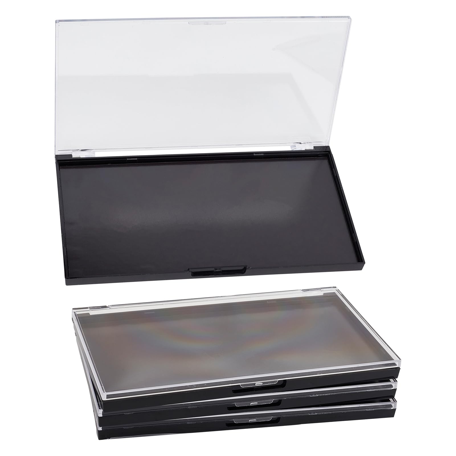 NICENEEDED 3 Paquete de Paleta de Maquillaje Magnética de 7.5 x 3.9 x 0.2 Pulgadas con Tapa Transparente, Caja de Almacenamiento Rectangular para Placas Dosificadoras de Maquillaje