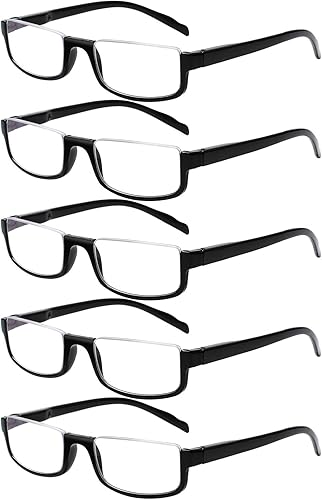 Kerecsen Paquete de 5 lentes de lectura para mujereshombres, lectores de marco de media luna con bisagras de resorte Kerecsen Paquete de 5 lentes de lectura para mujereshombres, lectores de marco de media luna con bisagras de resorte