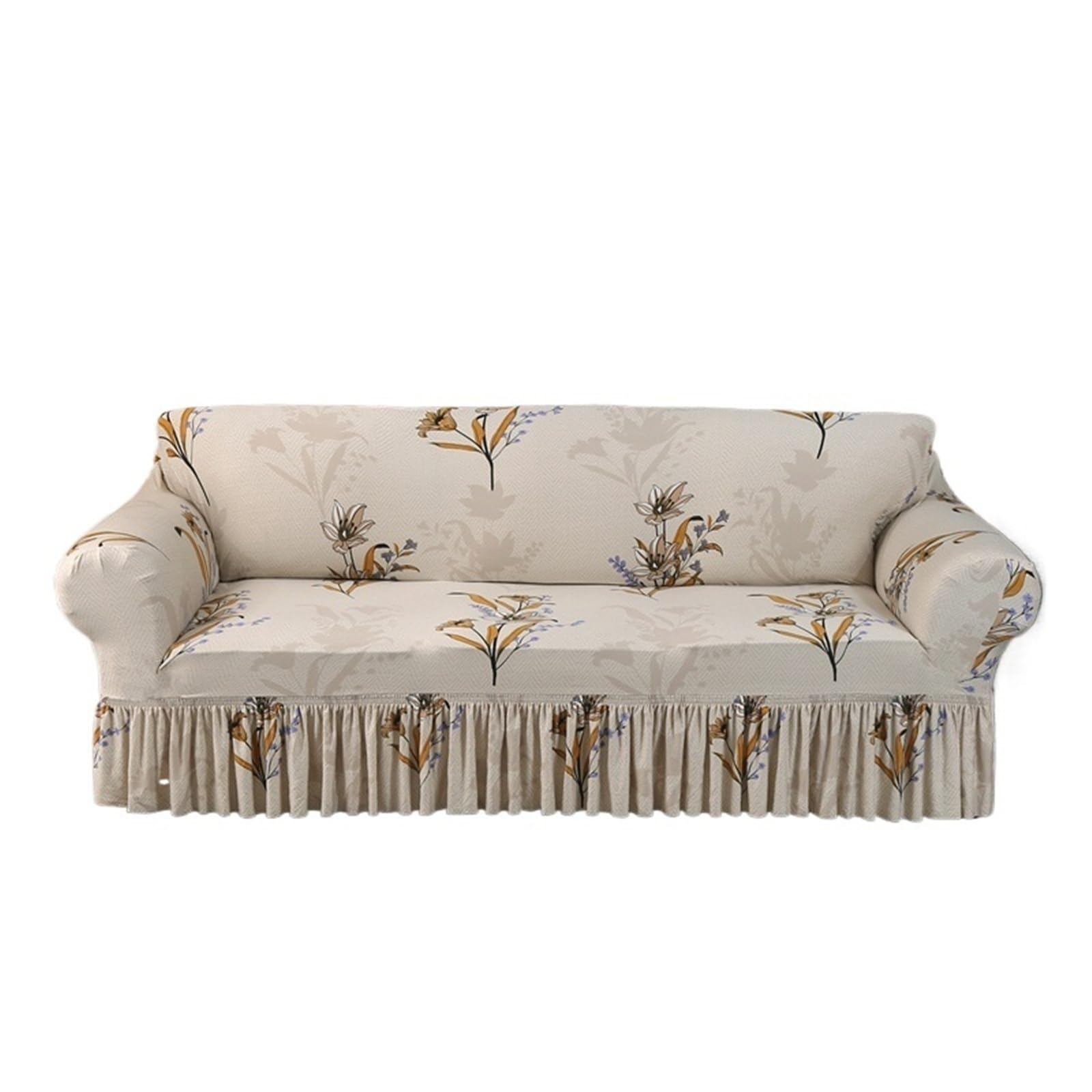 SUBLXPoten Sofa Cover with Skirt 1/2/3/4 Seater Sofa Couch Cover with Skirt Washable Elastic Stretchable Easy Fit Universal Furniture Protector(Color 24,3-seater(190-230cm))