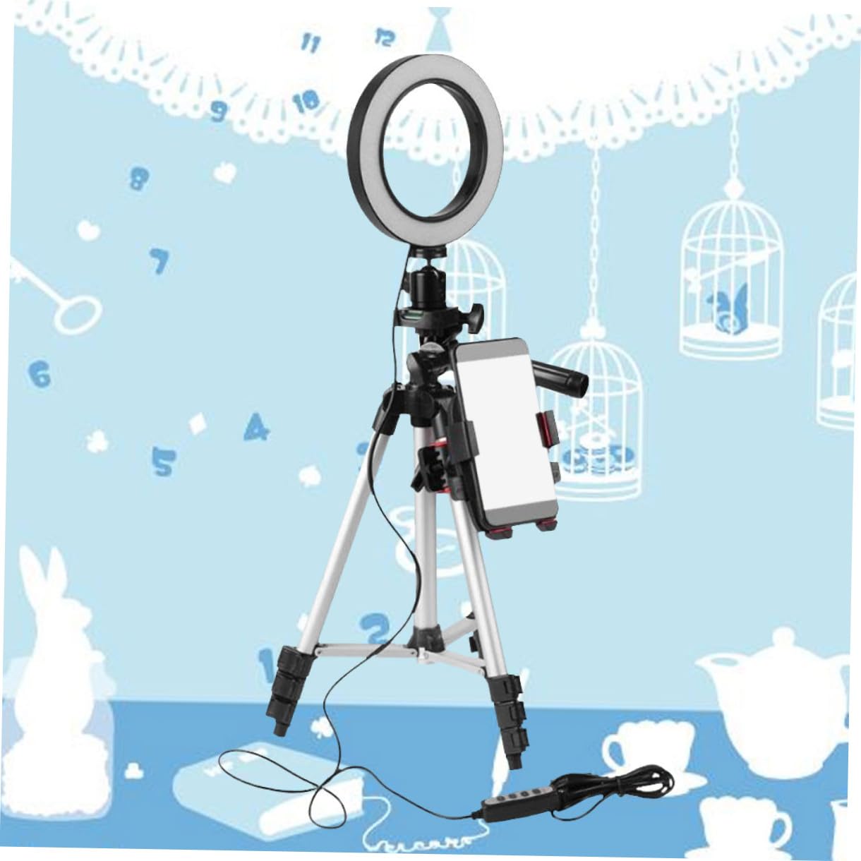 SHERCHPRY Ringlicht Mit Stativ Für Handy Led Selfie Licht Mit Dimmbarem Farbton Für Live-Stream Make-up Und Videoaufnahme Kompatibel Mit Meisten Handysizes