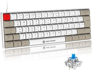 Mini Mechanical Gaming Keyboard Type-c Wired with PBT Dye-subbed Keycaps Rainbow RGB Backlit 60% Layout Full Anti-Ghosting 62 Key Ergonomic for Typist Laptop PC Mac Gamer (White Main/Blue Switch)