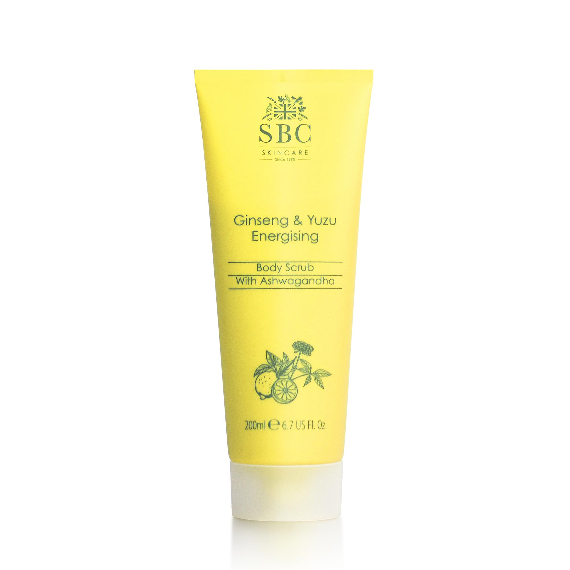SBC Skincare Yuzu & Ginseng Energising Body Scrub – Sulphate-Free Exfoliator With Volcanic Pearls, Korean Ginseng, Vitamin C & Ashwagandha To Buff Dullness, Boost Radiance & Revitalise Skin, 200 mL