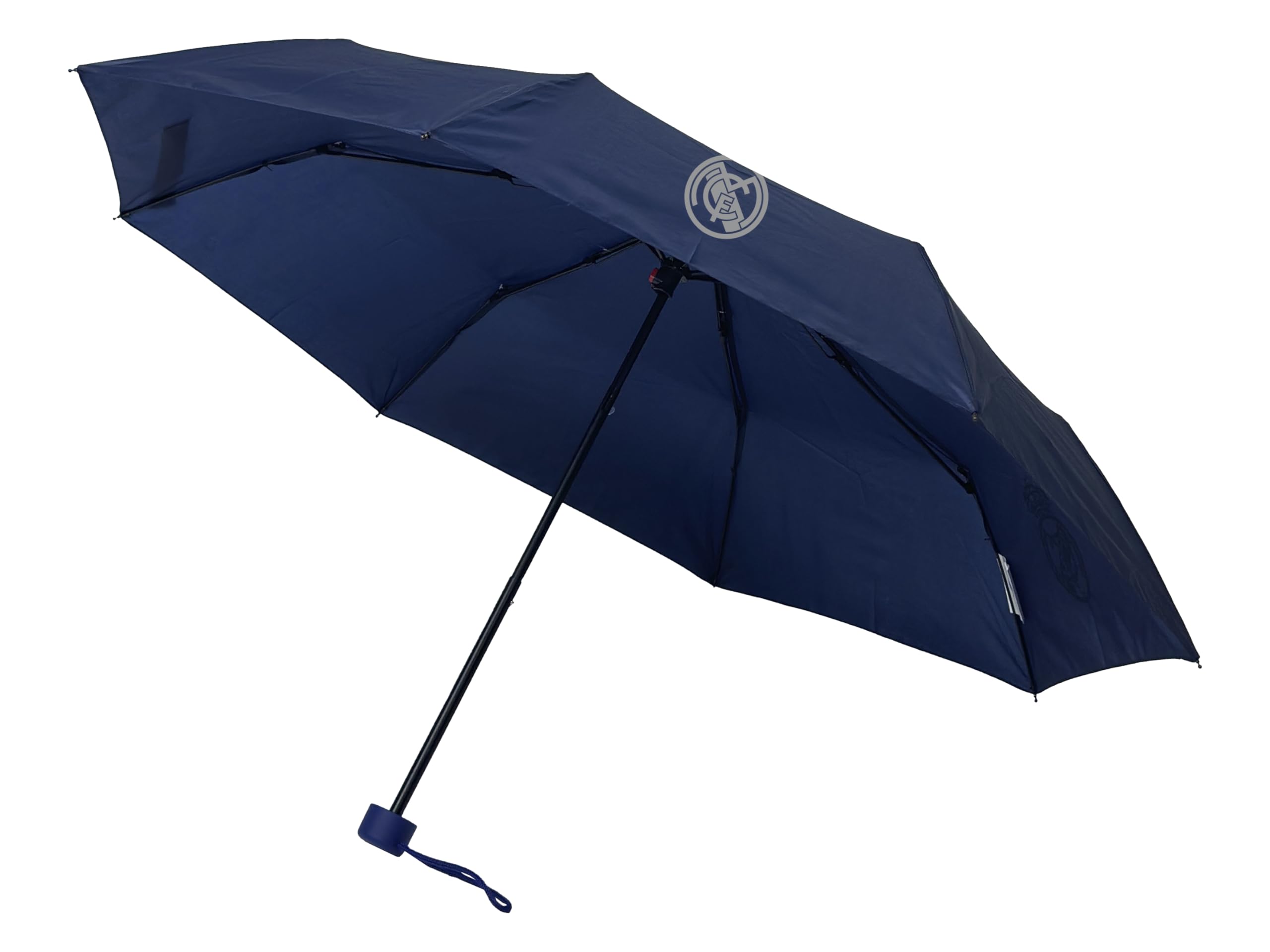 CYPBRANDS Real Madrid - Folding Umbrella, Manual Umbrella, 48 cm., Colour: Black, Official Product, Black/White
