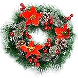 Artificial Wreaths Christmas Door Wreath for Christmas Decor (Red)