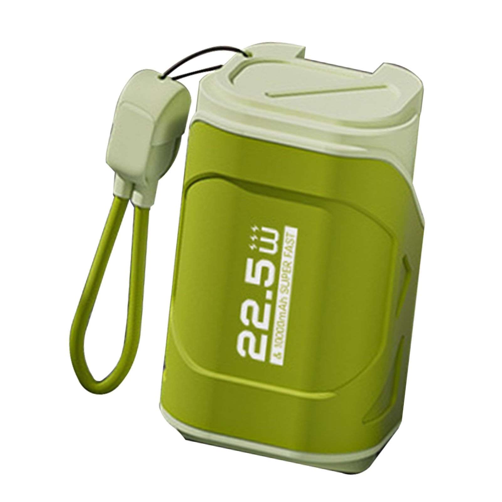 Fdit Power Bank da 10000 MAh, Caricabatterie Portatile con Presa a Muro con Presa CA Pieghevole e Doppio Cavo, Ricarica Rapida PD20W per e IOS (Verde oliva)
