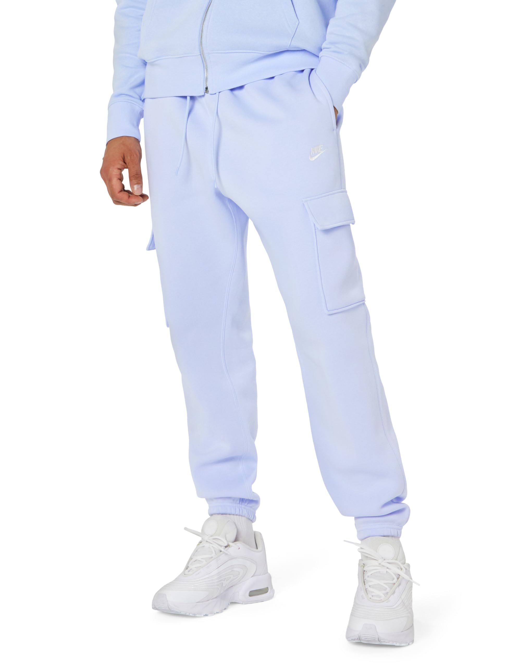 Nike Men's Club Fleece Cargo Pants, Hydrogen Blue/Hydrogen Blue/White, Large