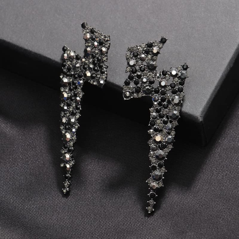 Exaggerated Shiny Rhinestone Flash Drop Dangle Earrings Lightning Bolt Statement Earrings Heavens Cloud Nature Weather Party Jewelry3