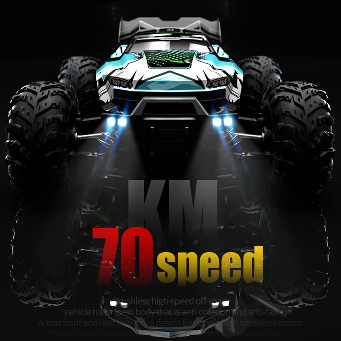 70 Km/h Rc Buggy Z Silnikiem Bezszczotkowym, Metalowym Podwoziem Z Napędem Na 4 Koła I Pustymi Oponami Terenowymi, Bezstopniową Zmianą Biegów W Terenie, światłami Led Do Szybkich Wyścigów (Blue)