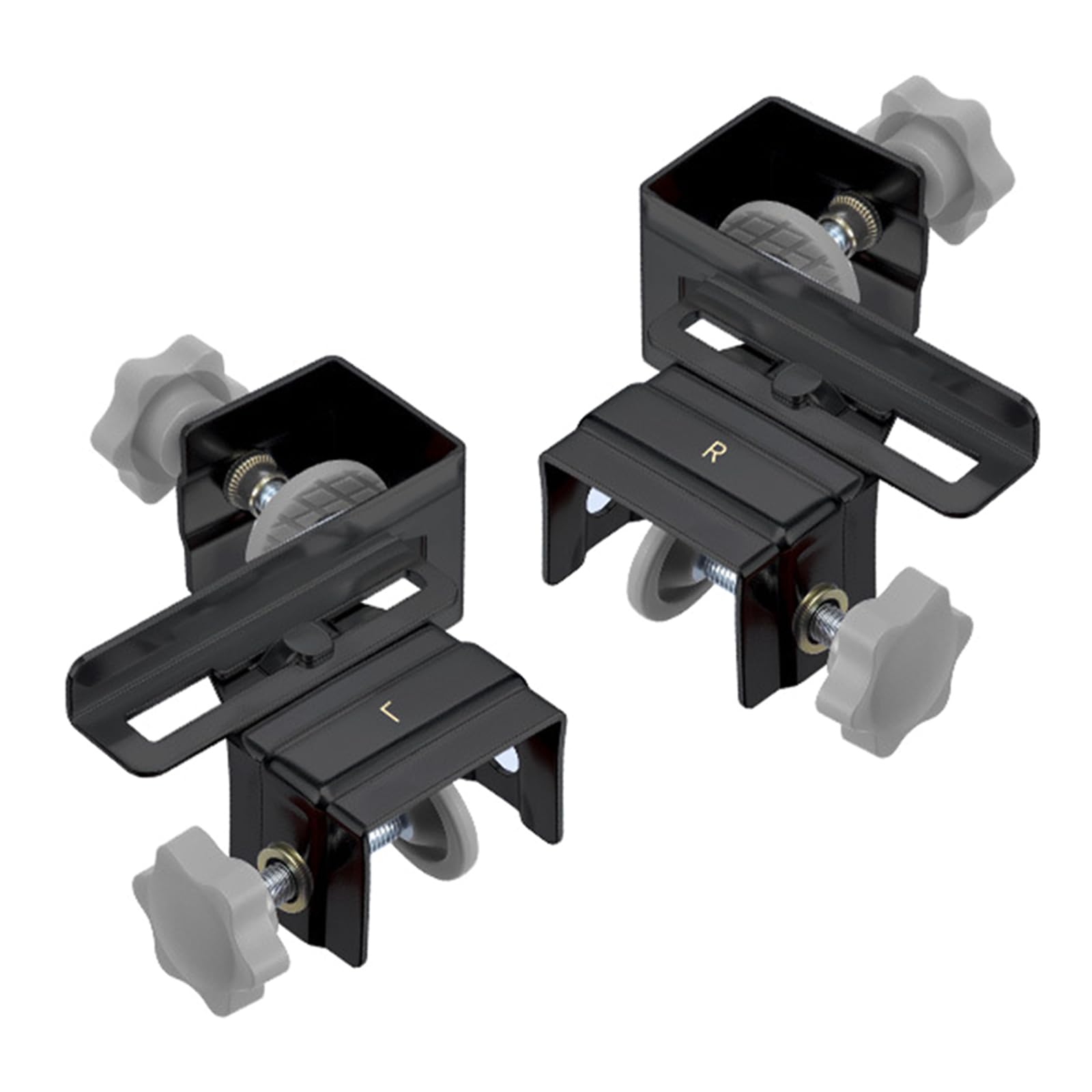of Two Heavy Duty Stainless Steel Cabinet Clamps Offering Strong Hold and Simple Setups for Drawer Slides Without Tool Steel Clips