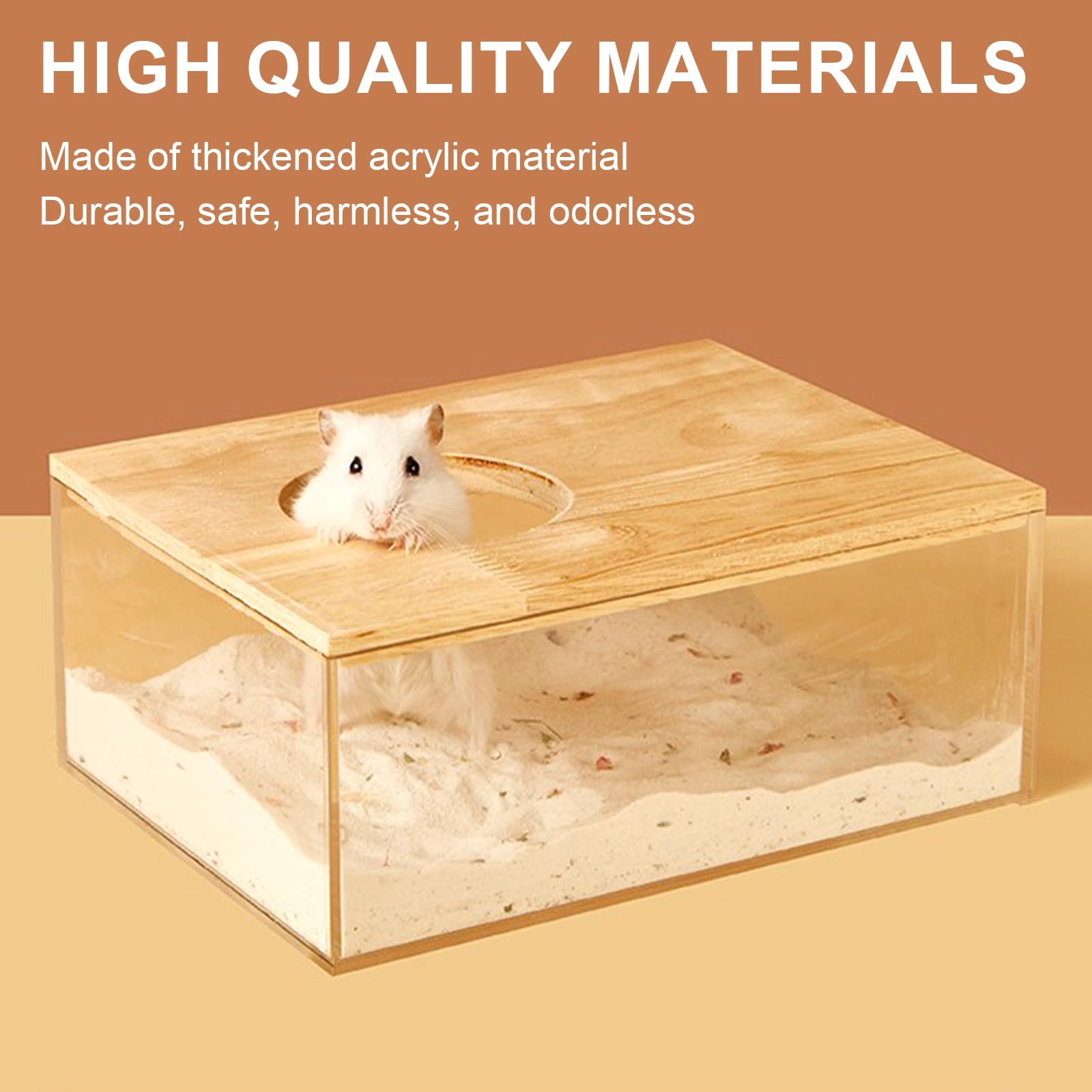 Zyiphor Hamster Sandbad - Transparentes Badebecken Mit Holzleiter Für Nager