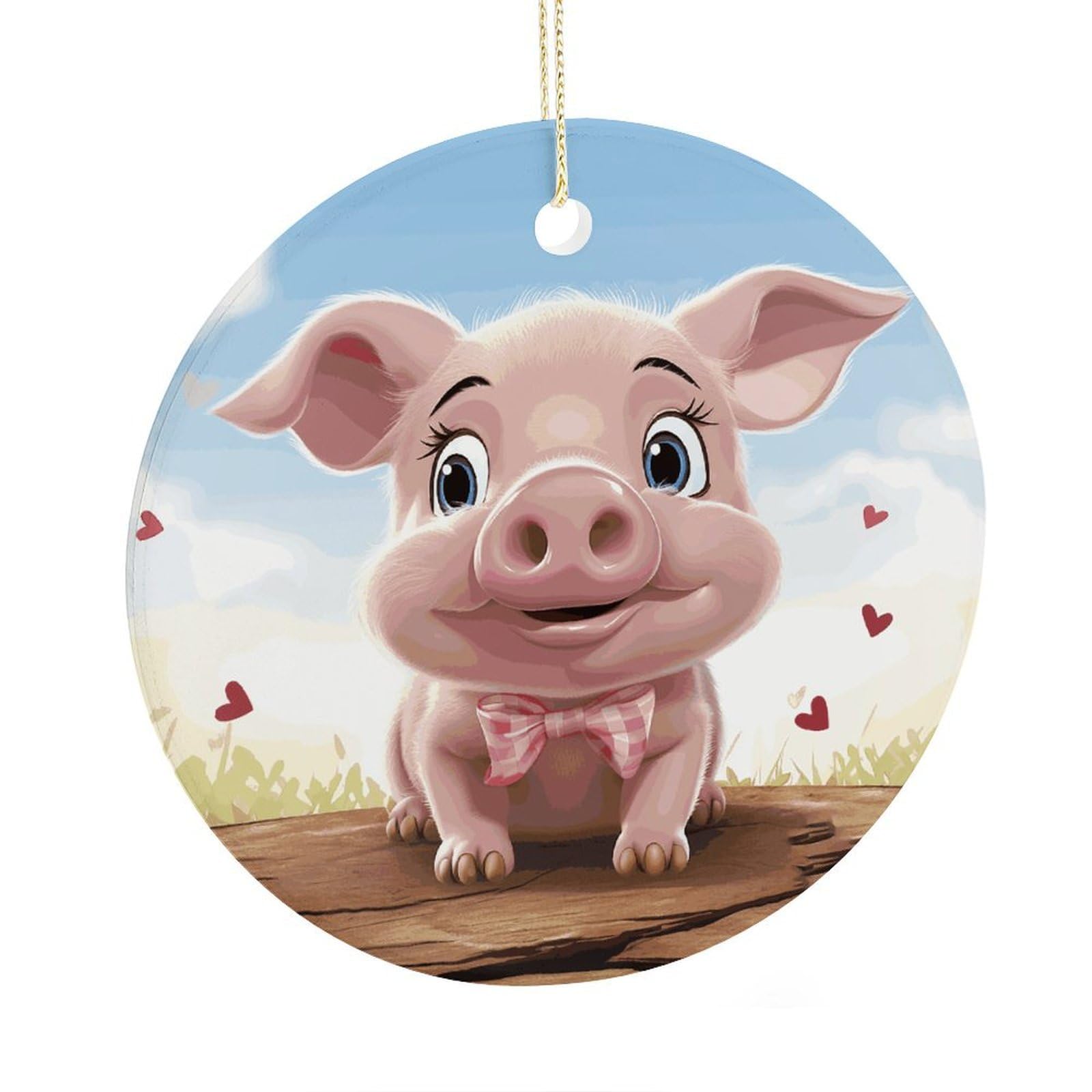 Adfgyerh Style Smiling (16) Ceramic Circular Pendant,2.9 Inch，Hanging Ornament，Gift Exchange Idea Round Ceramic Ornament,For Mom And Daughter，For Home Indoor Outdoor Decor.