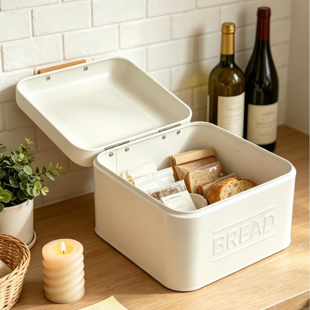 Contenedor Retro Metálico Multipropósito con Mango para Almacenar Pan Repostería Adecuado para Cocina Hogar Panadería
