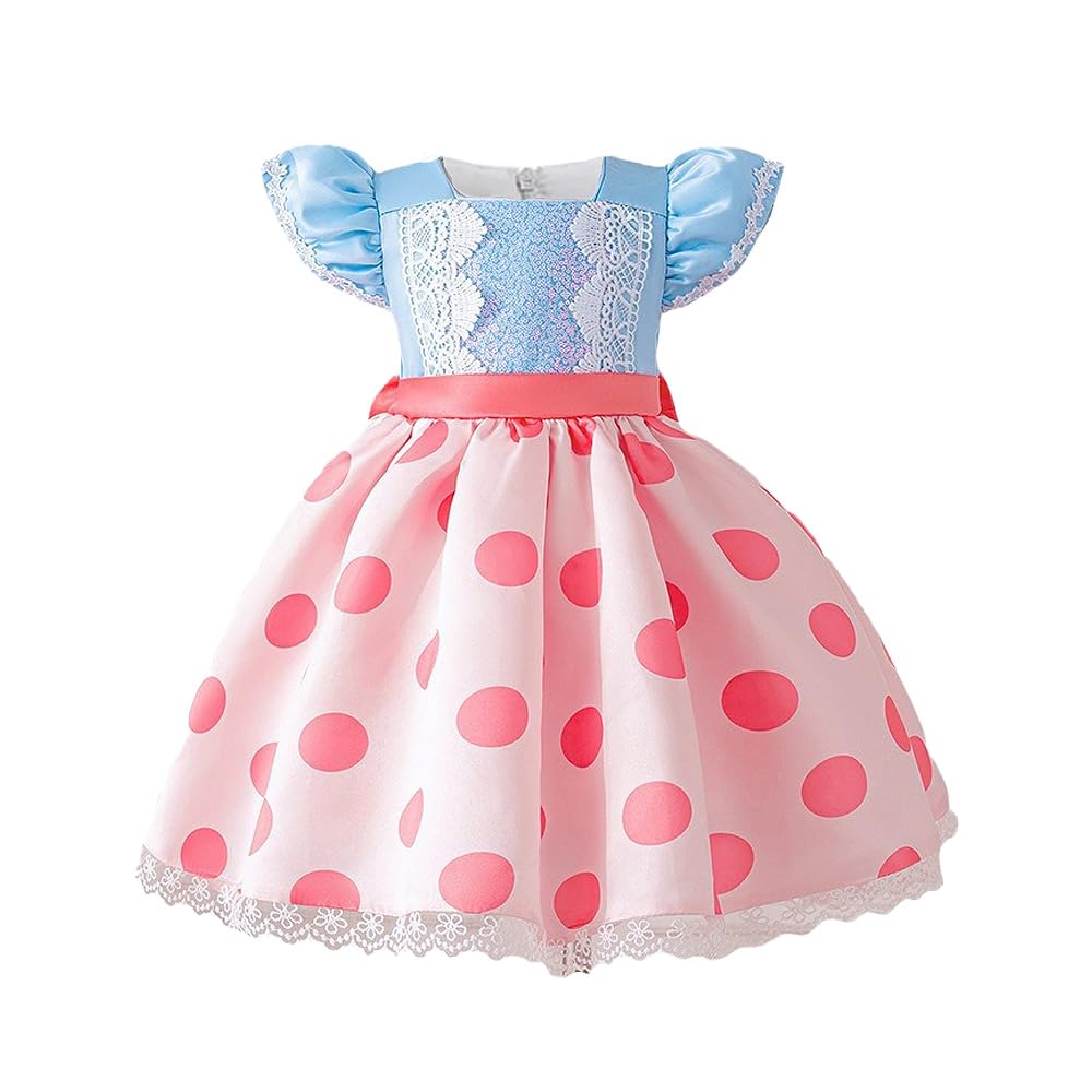 Generic Princess Bo Peep Costume for Girls Halloween Christmas Dress Up Birthday Party Outfits Fancy Theme for 6 Months-3T