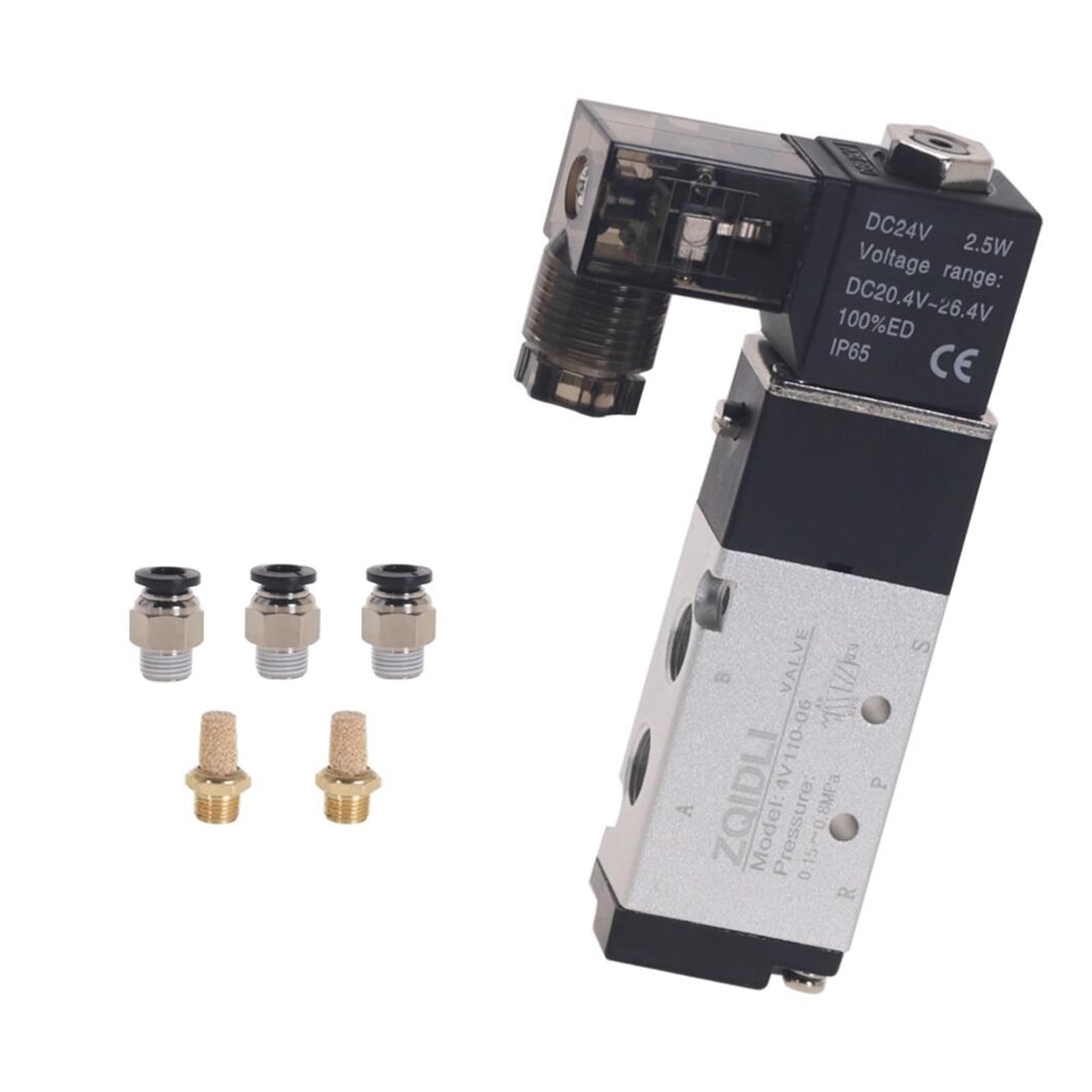 Elektromagnetyczny zawór pneumatyczny 4V110-06 5-drożna 2-pozycyjna sprężarka powietrza 12V 24V 110V 220V (ONLY 4V110-06 LED, AC110V)