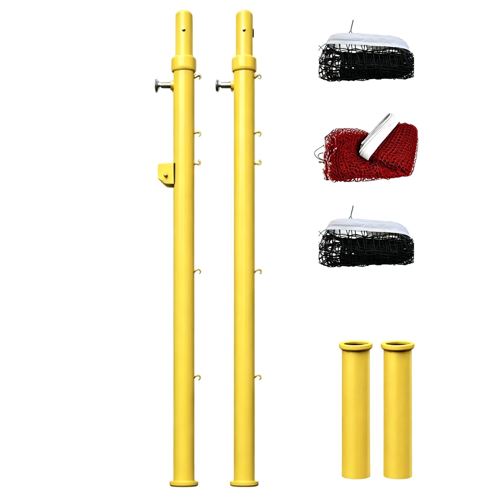 Vergrabenes Volleyballpfosten Set mit Volleyball und Badminton Netz | Verstellbare Stahlstangen (155–243 Cm), Wetterfest für Volleyball Und Badminton Im Innen und Außenbereich.