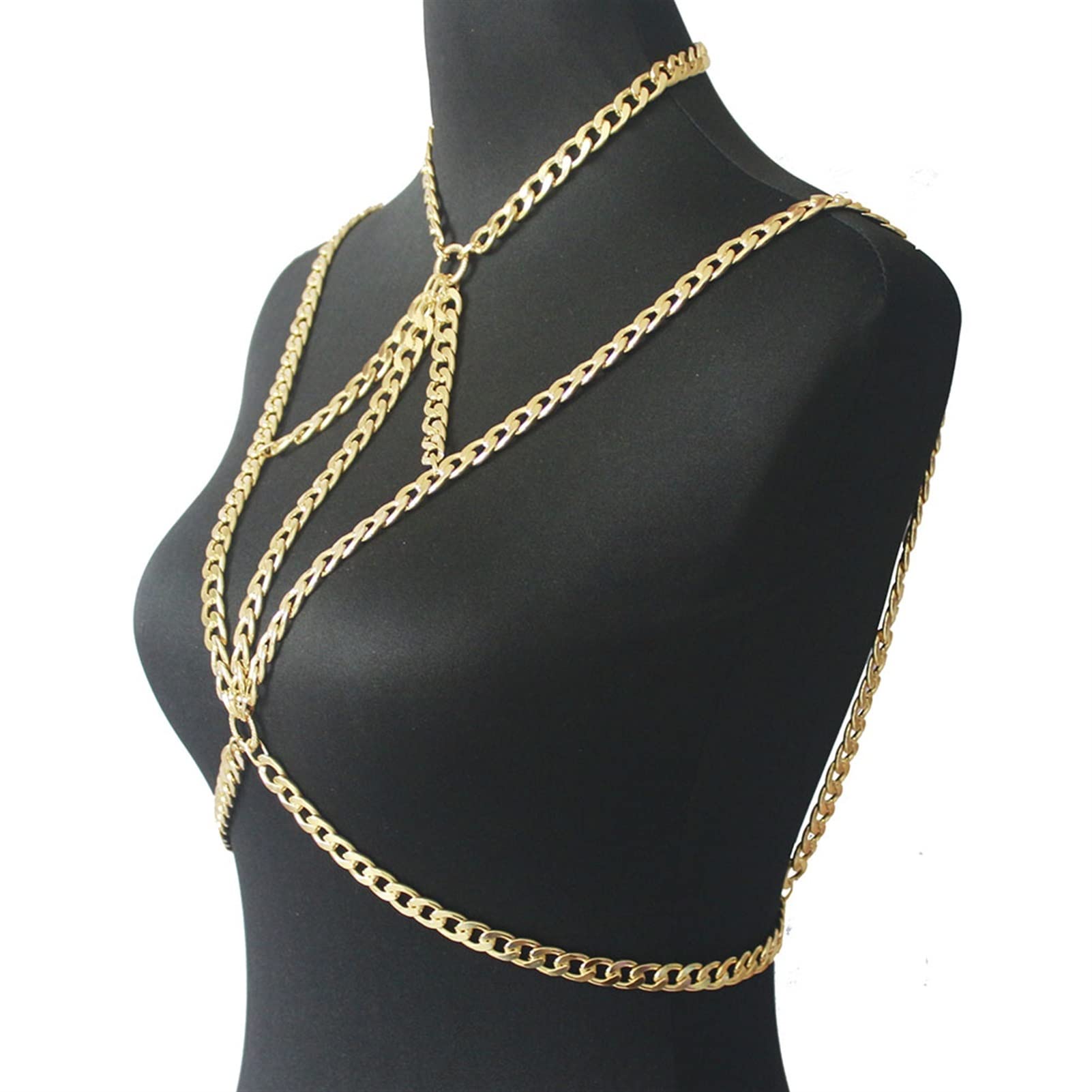 Modische Körperkette, Sommer-Gold-Körperkette, Glieder-BH, klobige Bikini-Kette, Halsketten, Frauen-Körperkette, Boho-Schmuck, Geschenkketten, Halskette (Metallfarbe: Silberfarbe) (Goldfarbe)