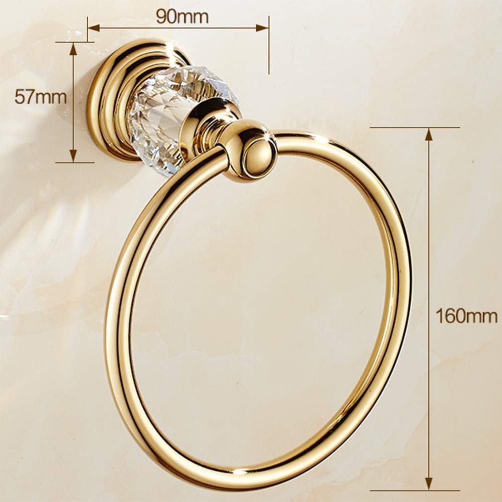 Handtuchring Runder Handtuchhalter Kristall Messing Bad Küchenzubehör, Korrosionsschutz Golden European Style