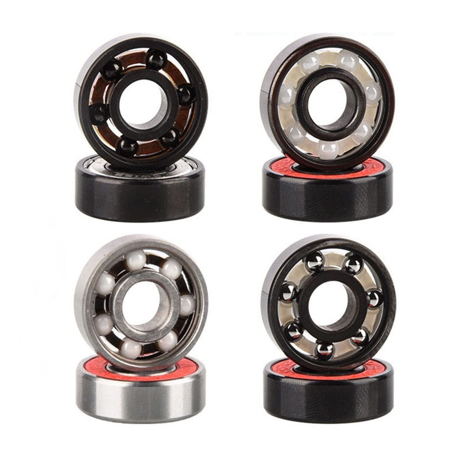 Lot de 8 roulements à billes en céramique 608RS for rollers, snowboards, skateboards, professionnels, haute vitesse(8pcs White Ceramic 2)