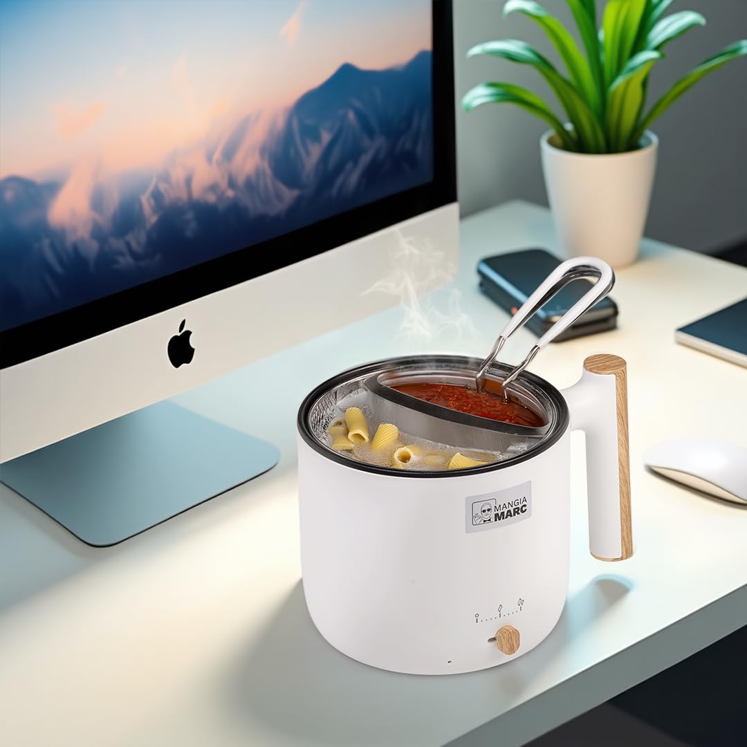 All-In-One Pastapot I Nudelkocher mit Sieb & Sauciere | Pasta & Soße in nur 5 Minuten I Vollelektrischer Pastakocher I Kein Herd nötig