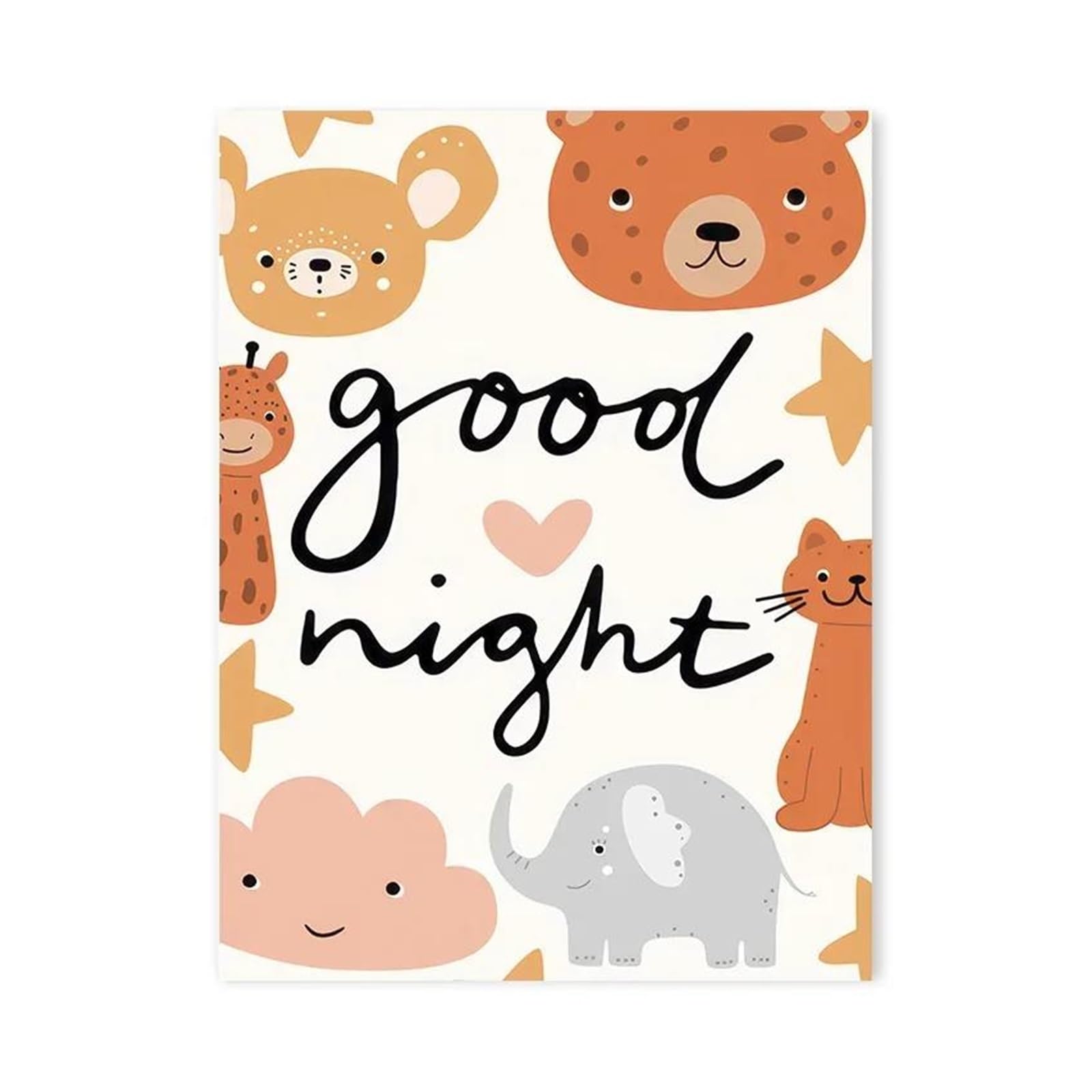 XENITE Wall Art Canvas Prints Childlike Love Rainbow Poster Prints Sun Bear Hedgehog Cloud Flower Canvas Painting For Baby Bedroom Children's Room Wall Decor(R,40x60cm)