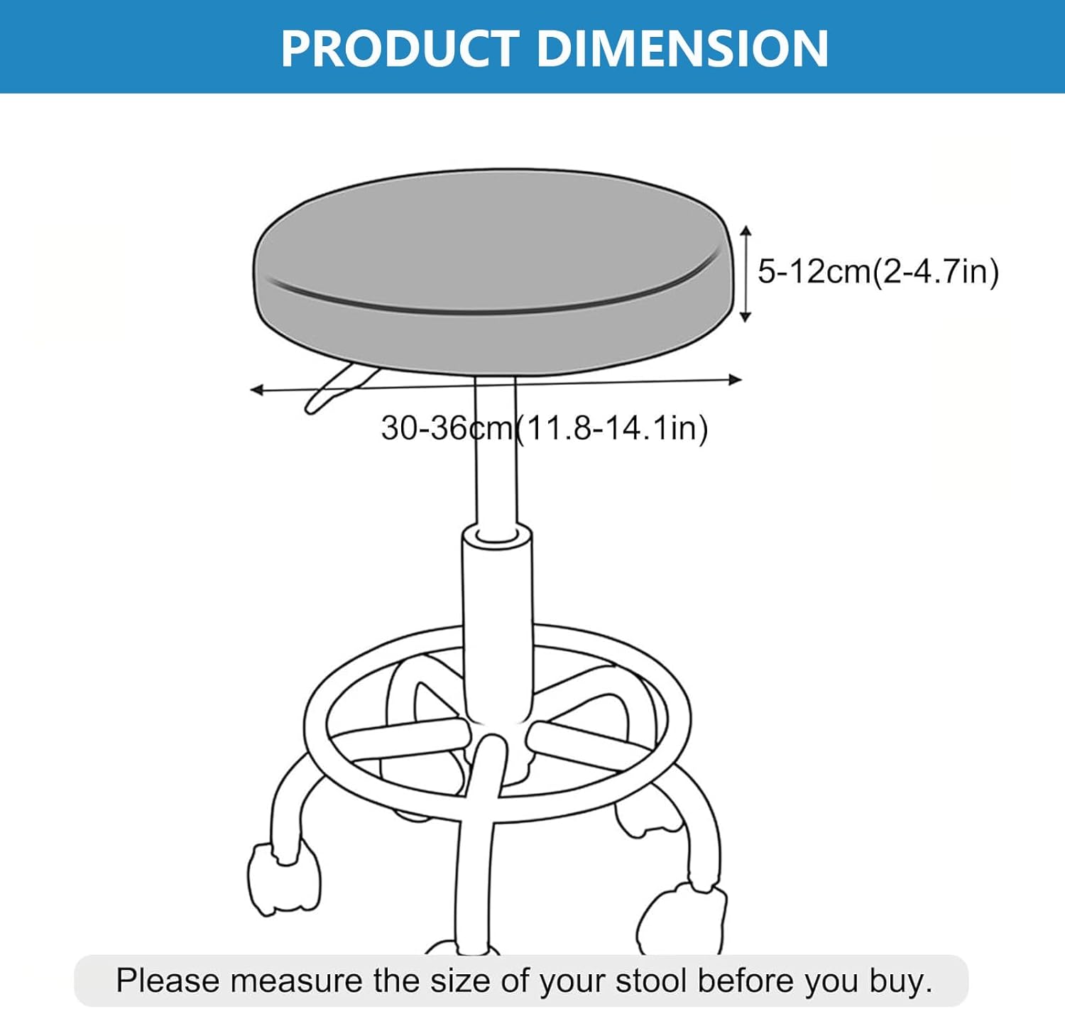 Imitation Leather Round Stool Protective Cover with Elastic Edging to Prevent Shifting(Beige,Set of 6)