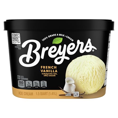 Breyers Classics Ice Cream For a Delicious Frozen Dessert French Vanilla Made with 100% Grade A Milk & Cream, Sustainably-Farmed Vanilla 48 oz