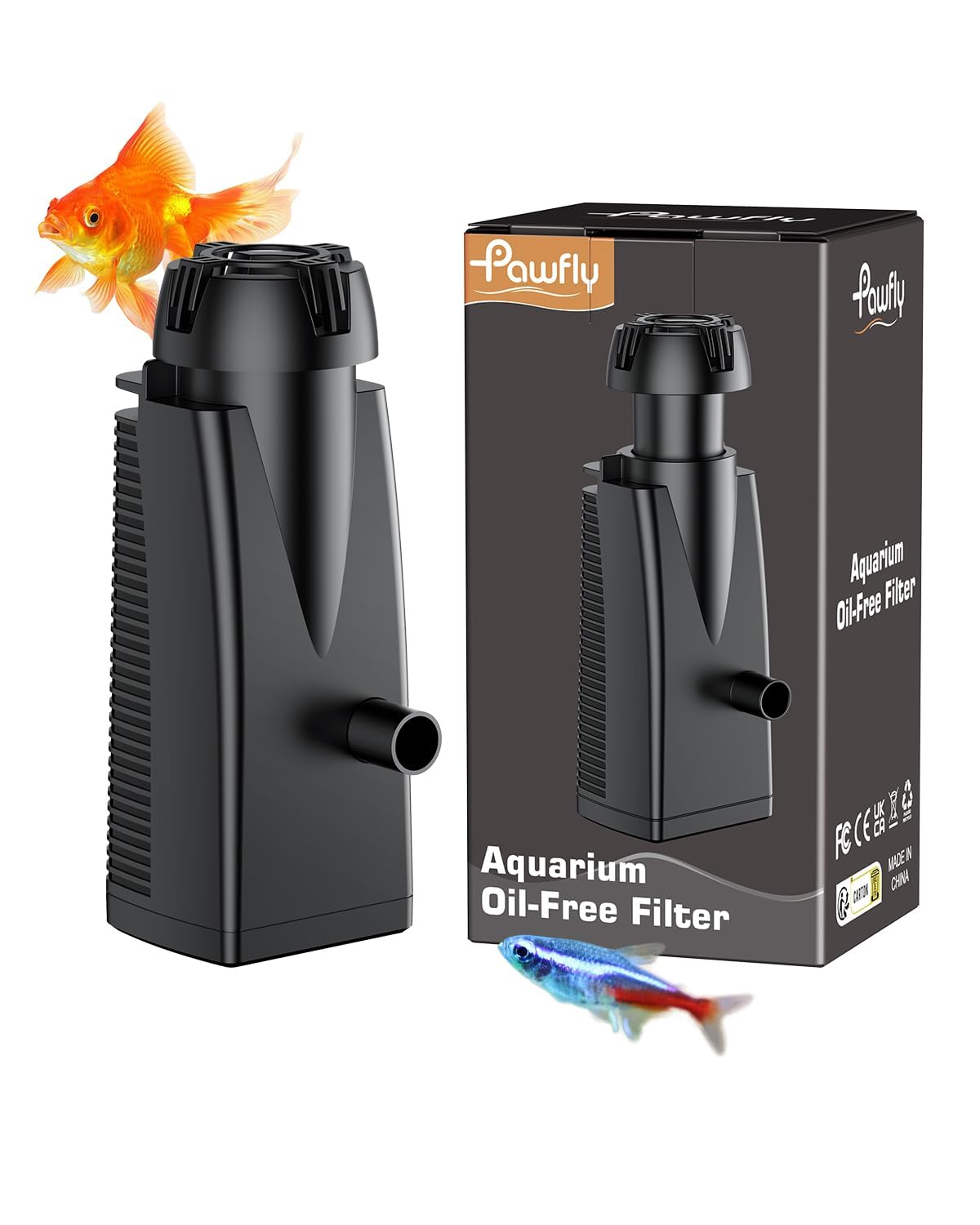 Pawfly 300 L/H 4W Aquarium Skimmer für Aquarien bis zu 350 L, Fischbecken Oberflächenabsauger, Aquarium Filter mit Bio-Schwamm und Saugnäpfen, Aquarien Oberflächenskimmer, Ölfilm-Entferner