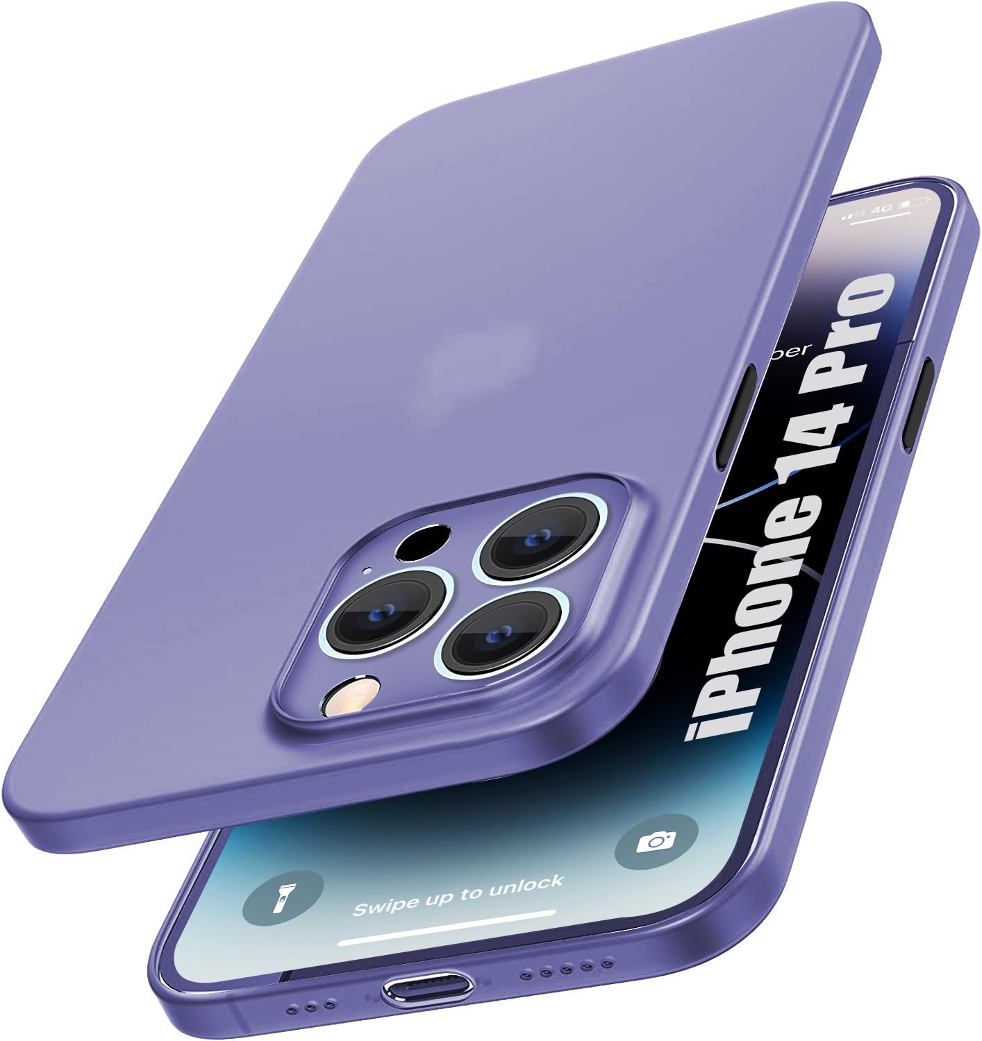 Enflamo Paper Soft Silicon Ultra Slim Back Cover Case for iPhone 14 Pro | with Camera Protection (Purple)