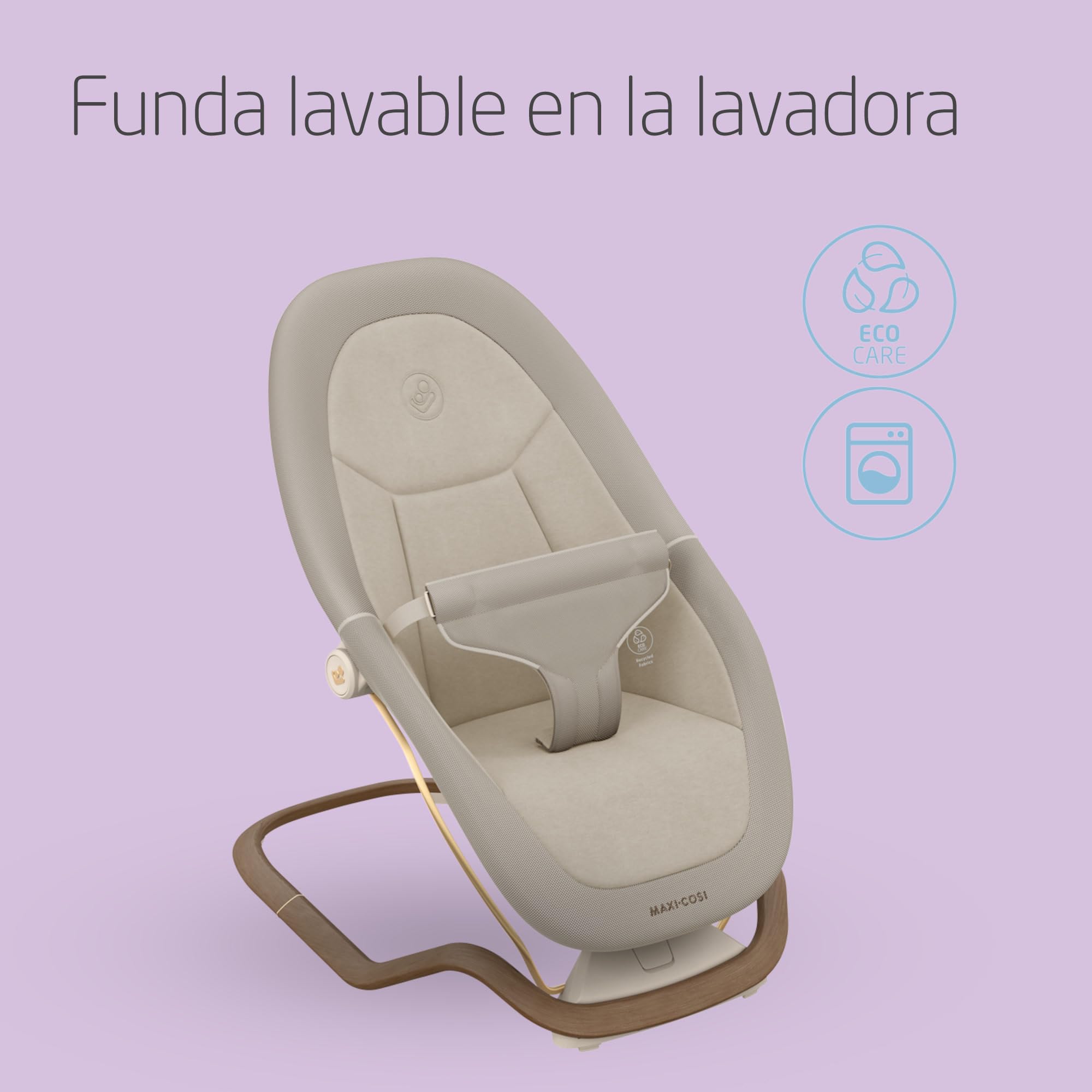 Maxi-Cosi Dove, Hamaca Bebé, 0-3 Años, 0-15 kg, Hamaca Bebé Ligera, Plegable, Portátil, Balanceo Natural,Tejidos Eco Care 100% Reciclados, Elegance Beige