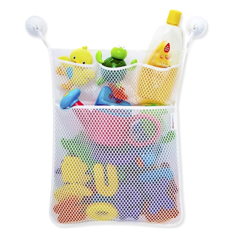 Image of Baby Bath Toy Storage Bag Large Bath Toy Organiser Net, Large Bathroom Toy Tidy Storage Toy Organizer Mesh Bag (White-1 PC)