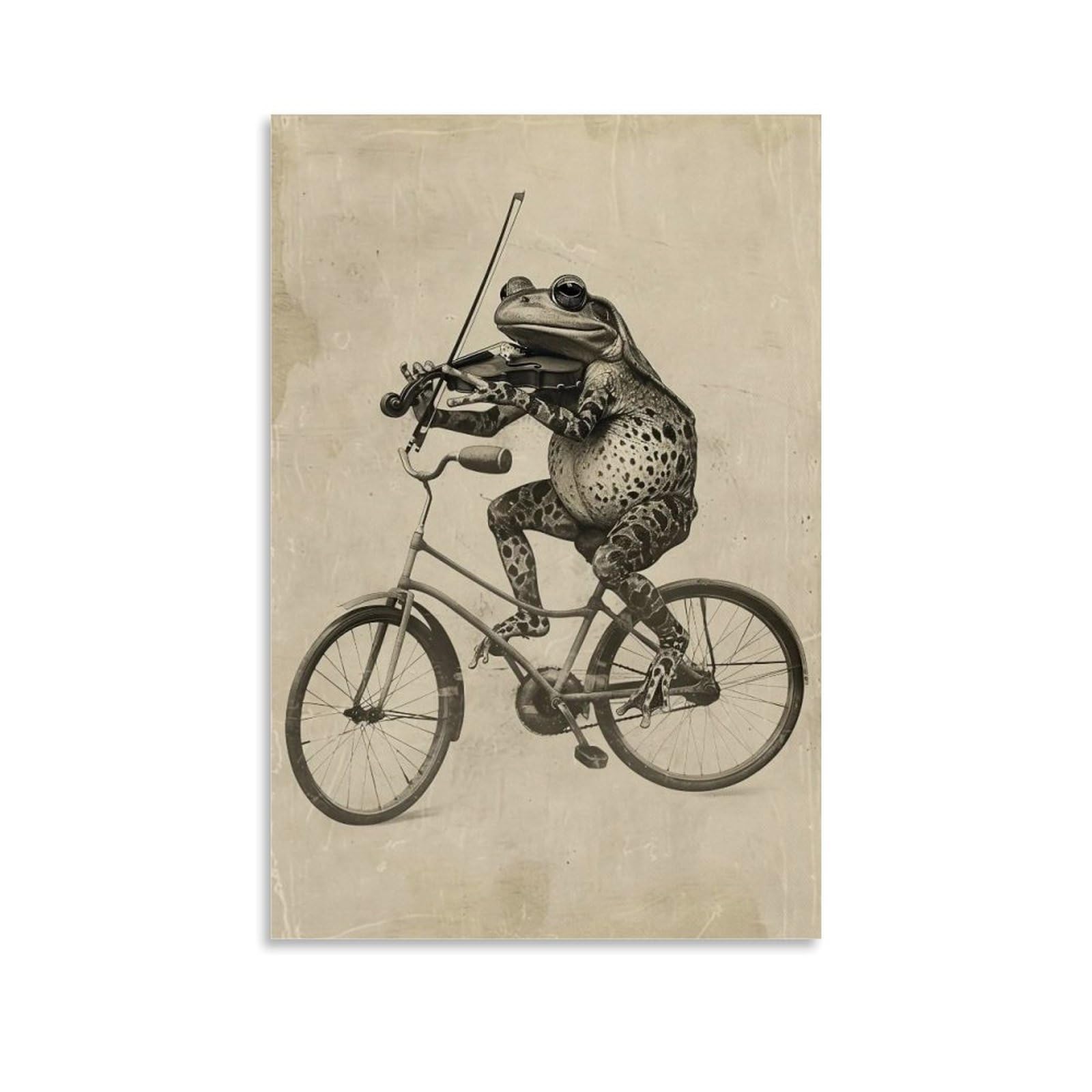 HUERYRYHY Whimsical Unicycle Violin Frog 01 Poster Wall Art Canvas Vintage Aesthetic Painting Decor for Rooms 20x30inch Unframe-style