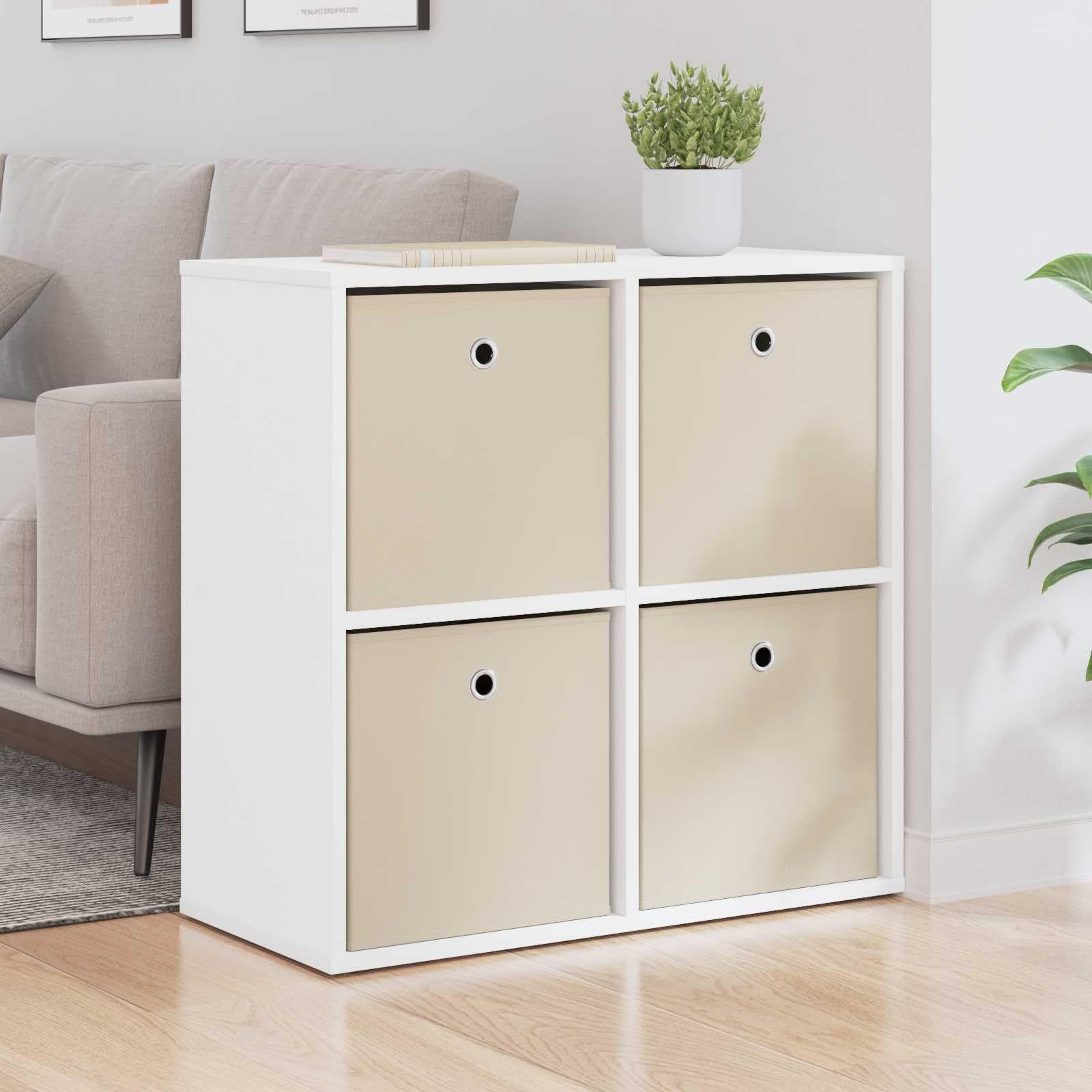 Credenza bianca 68,5 x 32 x 67 cm con 4 cassetti, per soggiorno, sala da pranzo, ufficio, moderna, salvaspazio, scaffale, organizer