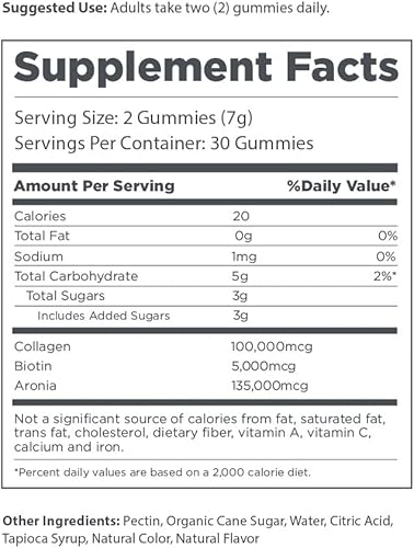 Miniatura 5 de The Elderberry Co. Gomitas de colágeno + biotina + suplemento natural para cabello y uñas de bayas de Aronia