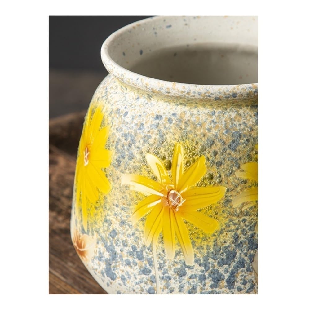 Dekoracyjne donice na rośliny doniczkowe, Ręcznie rzeźbiona zielona doniczka na sukulenty, duża ceramiczna doniczka w stylu vintage, Idealne doniczki dla roślin do użytku wewnątrz i