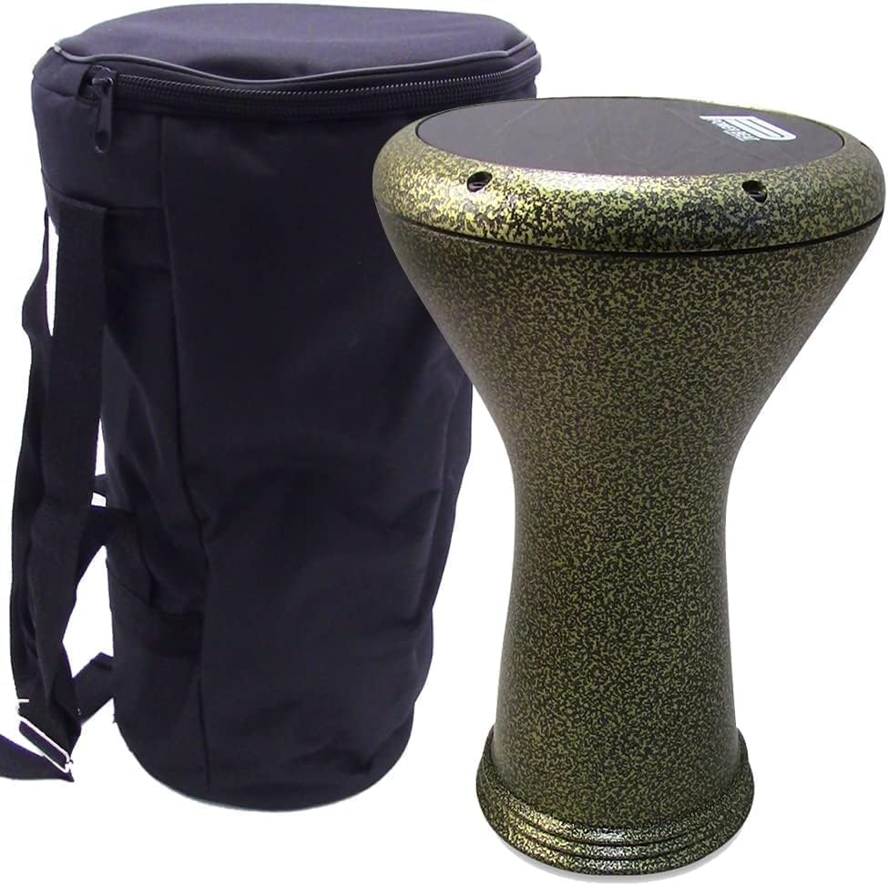 Mike Music Darbuka Drum 17" Percussion Doumbek Metal Hand Drums Darbukas Dumbelek Toumbek Tablah with Bag (Gold)