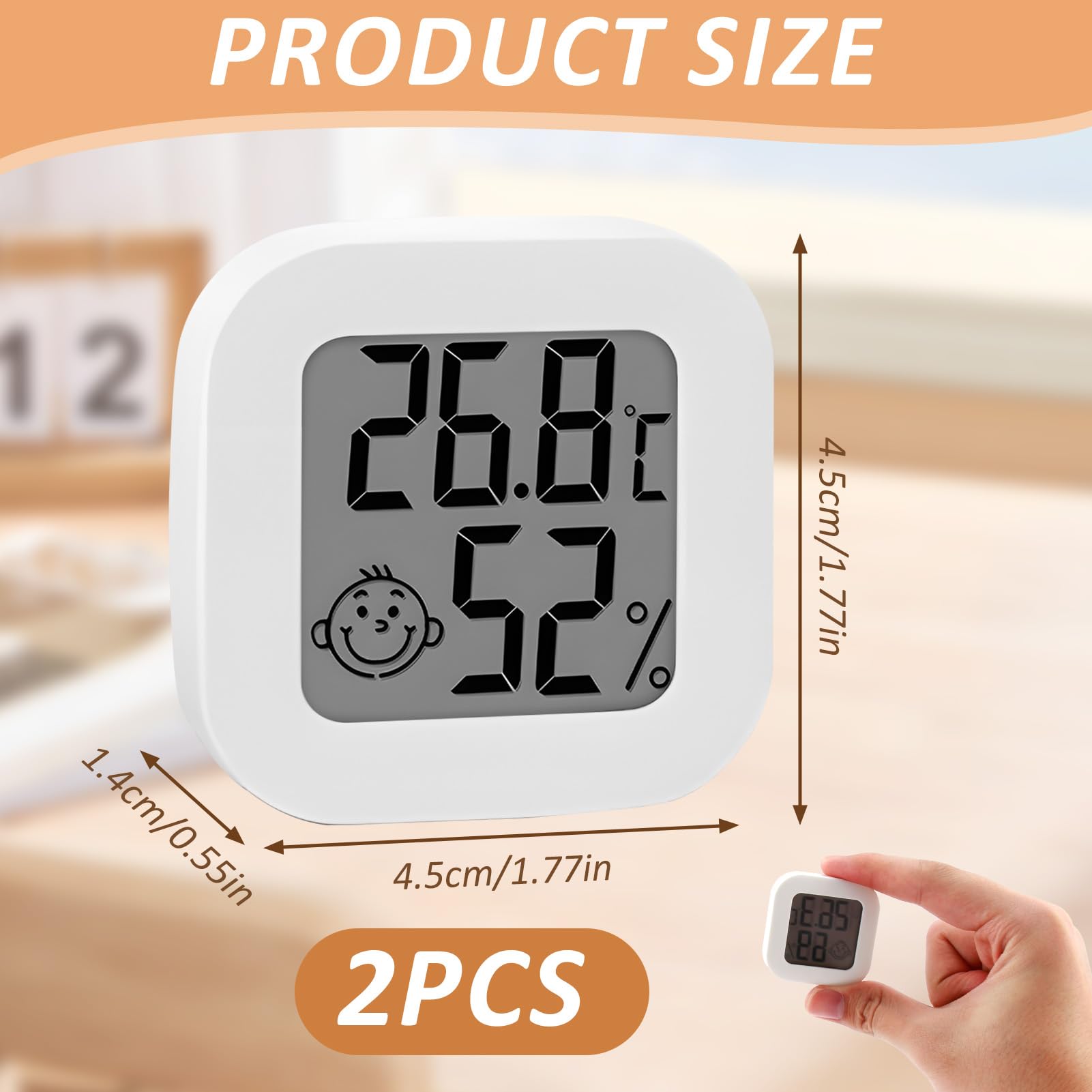 2 Pack Indoor Thermometer Hygrometer, Mini Room Thermometer, Room Thermometer Indoor - Image 2