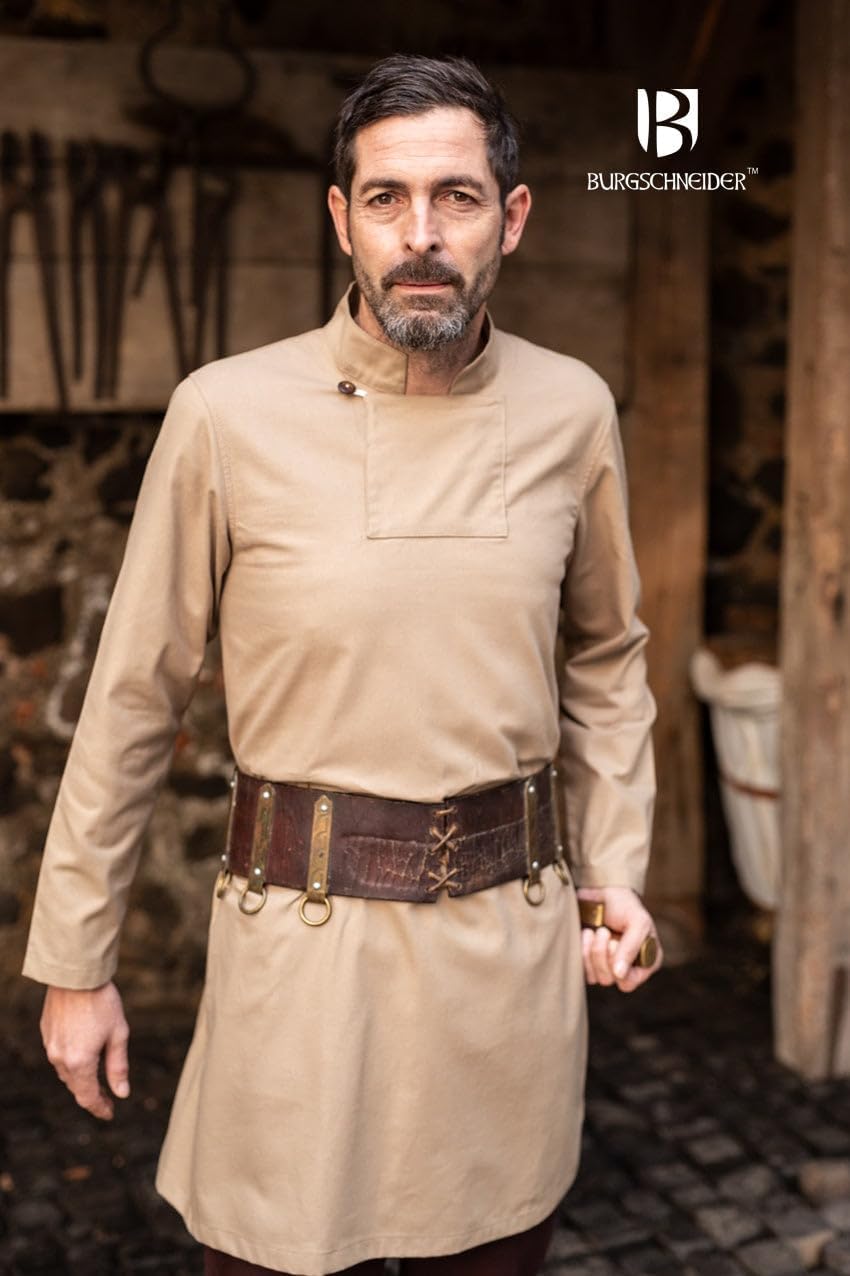 Burgschneider Viking Tunic for Men Skjoldehamn Hemp 100% Cotton Medieval Historical Clothing LARP Reenactment & Cosplay