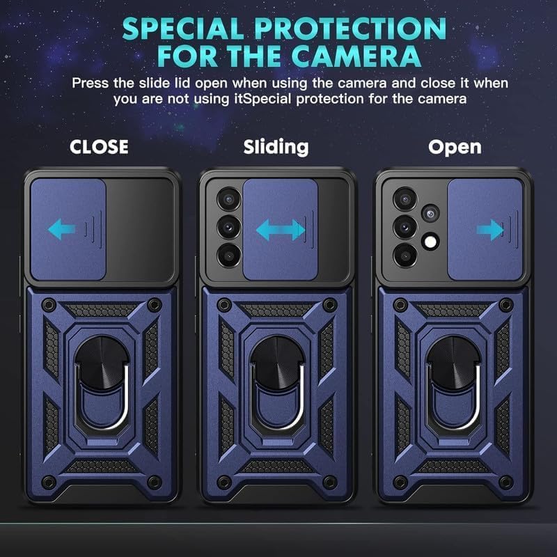 Image of Luxe Back Cover for OnePlus Nord CE 2 Lite 5G | D10 Tough Armor | Sliding Camera Shield | 360 Protection | Kickstand Ring Holder | Military-Grade Shockproof Bumper