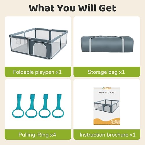 Miniatura 6 de Corralito plegable para bebés, 71 x 79 pulgadas, corralito plegable para bebés y niños pequeños, corralito de viaje para interiores y exteriores,