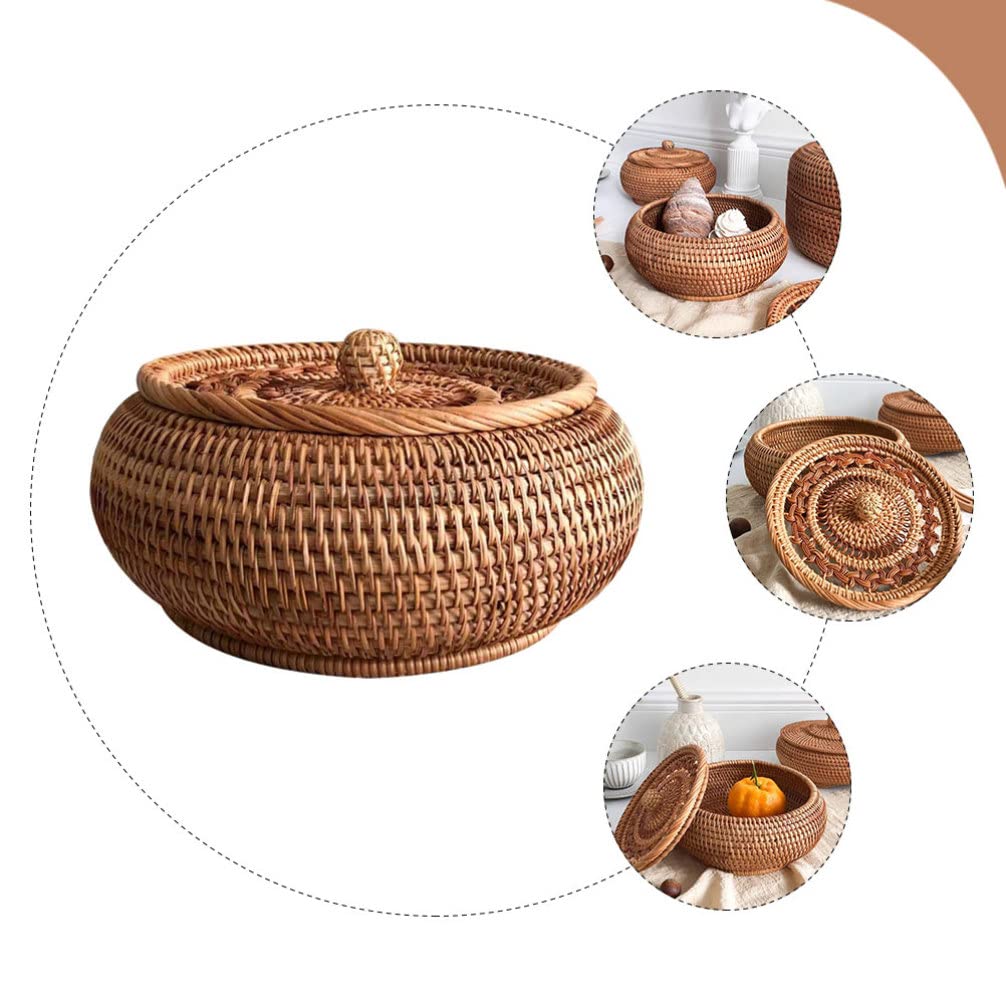 Zerodeko Scatola Porta Dolci in Rattan Intrecciato Robusta e Versatile Coperchio a Trama Aperta per Dolci e Snack come Regalo di Compleanno lo Studio