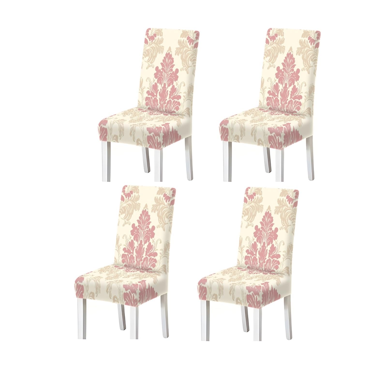 FZJKGH Pink Damask Chair Covers Set Of 2/4/6, Stretch Dining Chair Slipcovers, Vintage French Palace Home Decor Removable Stretch Slipcovers for Dining Chairs(4PCSChair cover)