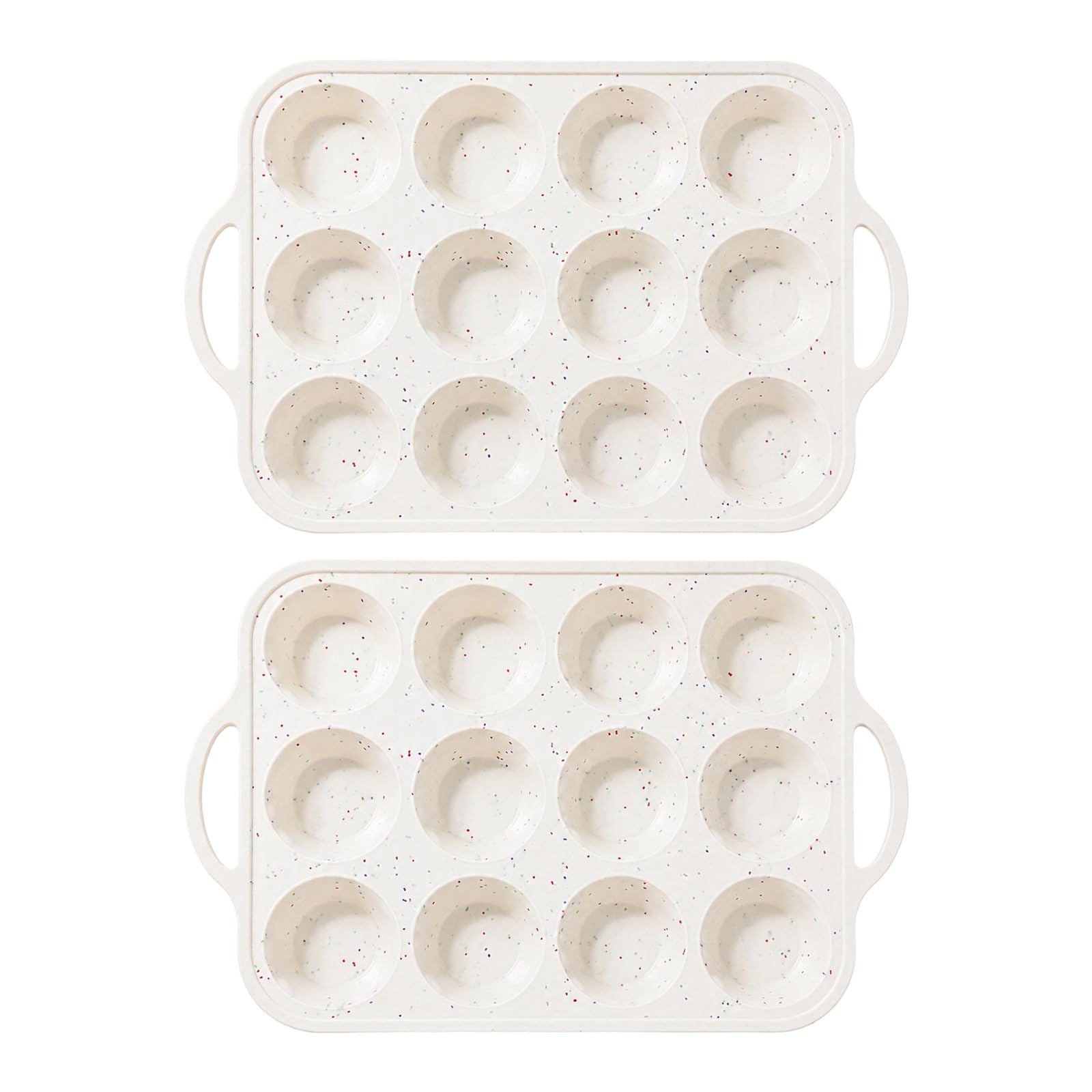 Ensemble de 2 moules à muffins en silicone de qualité alimentaire, ustensiles de cuisson de cuisine, moule à cupcakes réutilisable à dégagement facile pour la cuisson par lots, four à micro-ondes, à à