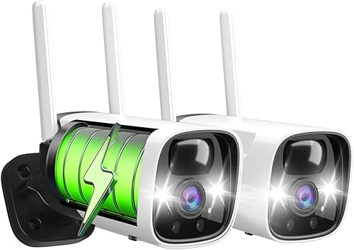 Cámaras de seguridad inalámbricas para exteriores cámaras de 3 MP para seguridad del hogar Wifi inalámbrico con visión nocturna a color audio de 2