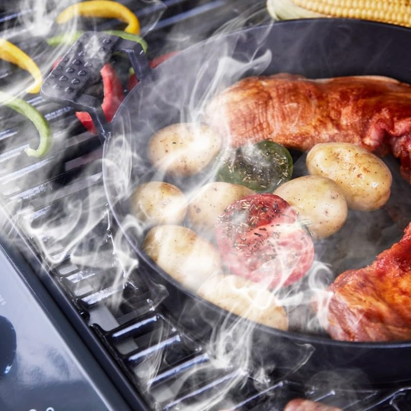 BRASERO BY FAVEX – Barbecue gaz Emma 4 + 1 Side – 4 brûleurs 12,6 kW – Brûleur latéral – Système FlexiGrill avec plancha incluse – Surface 64 x 41,5 cm – Jusqu'à 12 convives