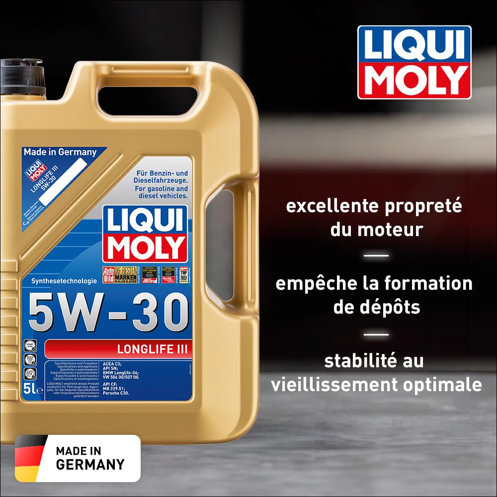 LIQUI MOLY Longlife III 5W-30, 5 L, Technologie de synthèse Huile motrice, SKU: 20822