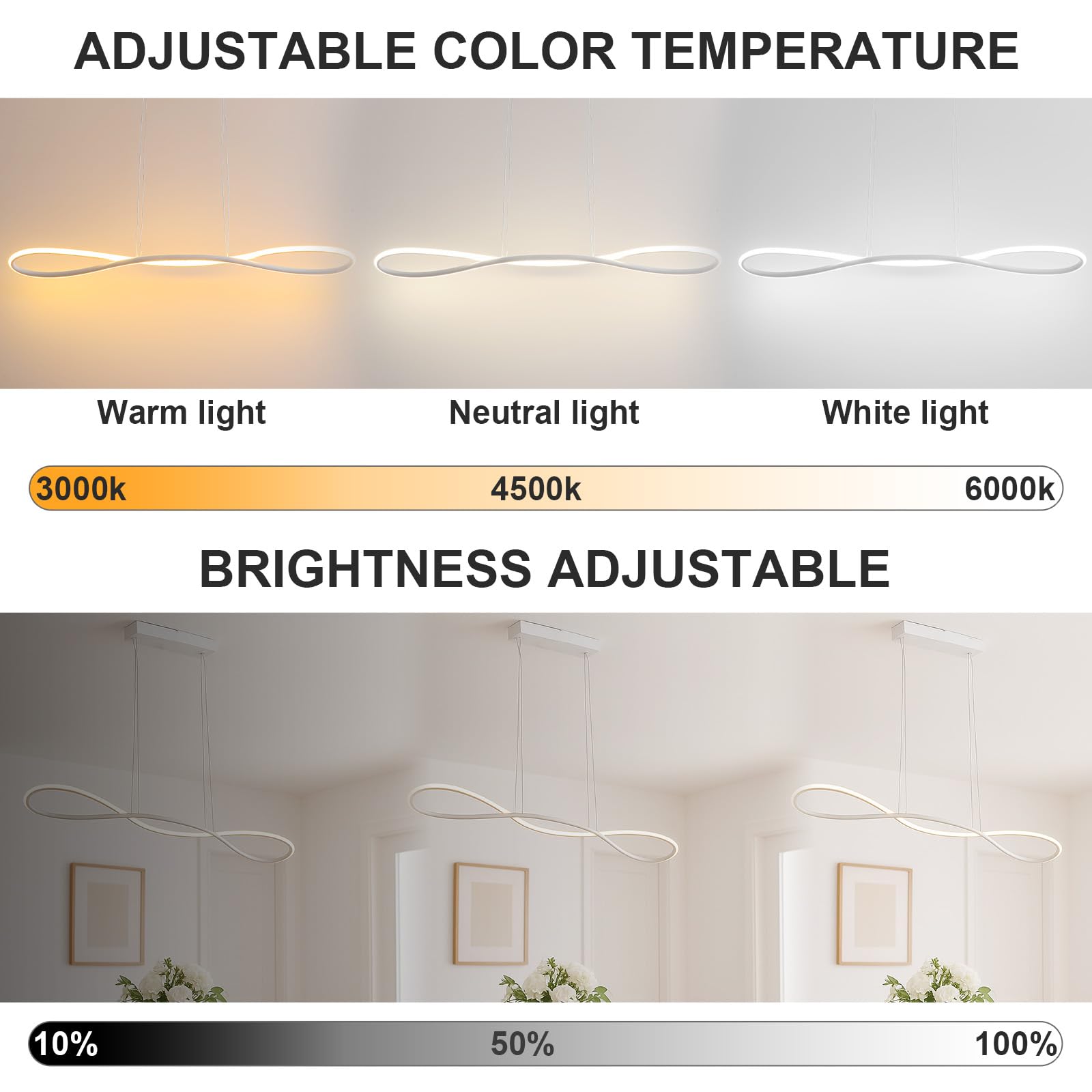 32W Pendelleuchte Esstisch, 90CM LED Pendelleuchte Esszimmer mit Fernbedienung Dimmbar 10%-100% Farbtemperatur 3000K-6000K, Esszimmerlampe Höhenverstellbar für Esszimmer Küche Wohnzimmer
