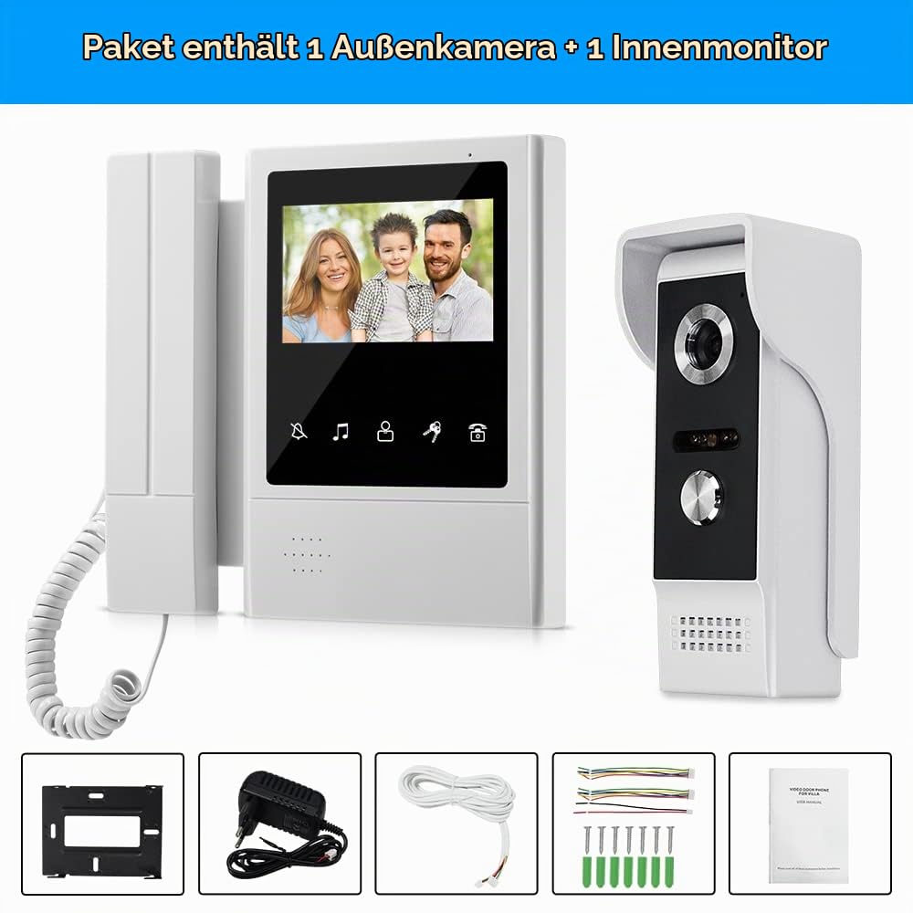 4,3'' TFT Farbe Wired Video Türsprechanlage Türklingel System für Home 700TVL IR Nachtsicht Türsprechanlage Wasserdicht + Indoor Bildschirm 100 Meter (1 Camera 1 Monitor)