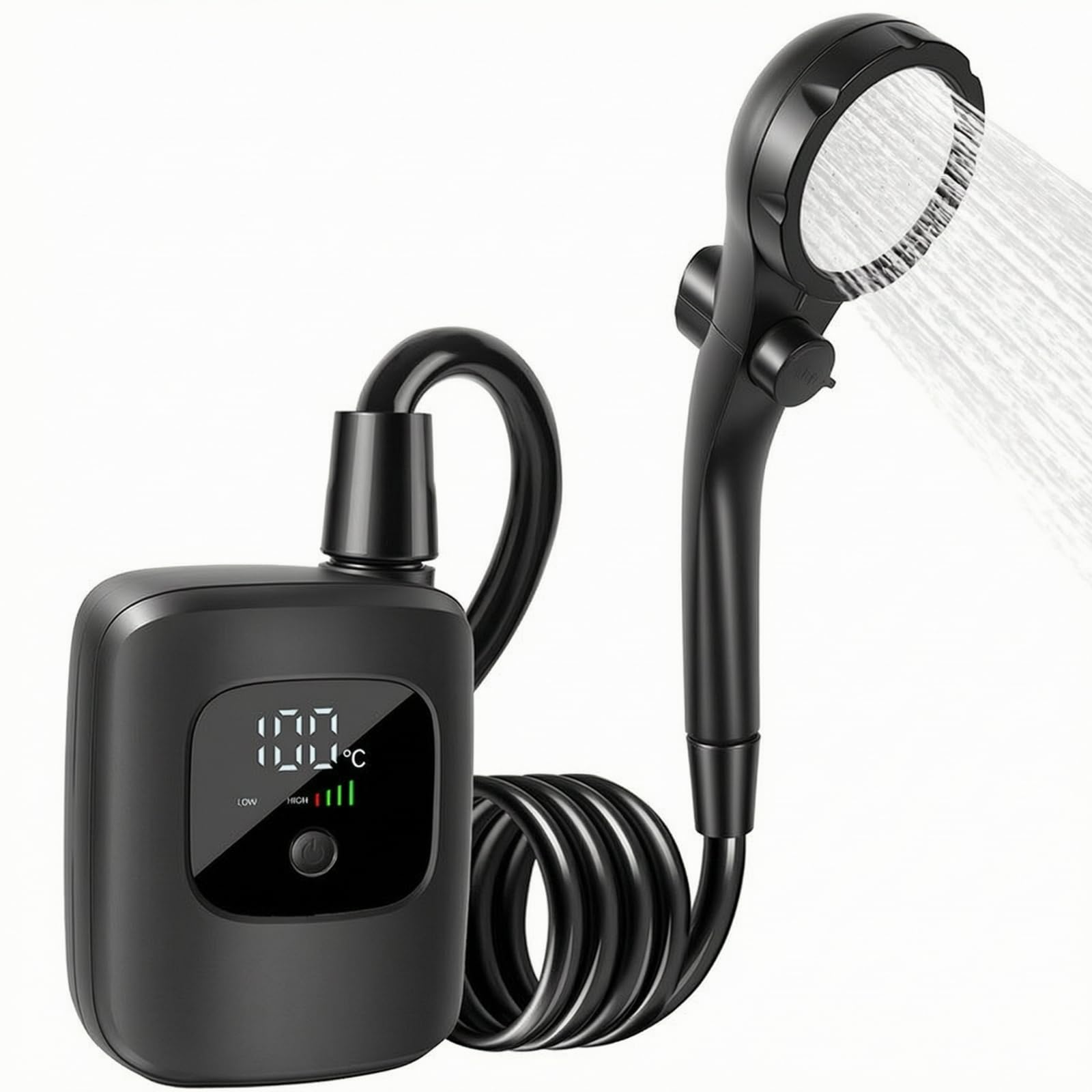 Milageto Ducha Portátil Eléctrica Mano Ajustable Conjunto Ducha Portátil con Pantalla mperatura para Piscina