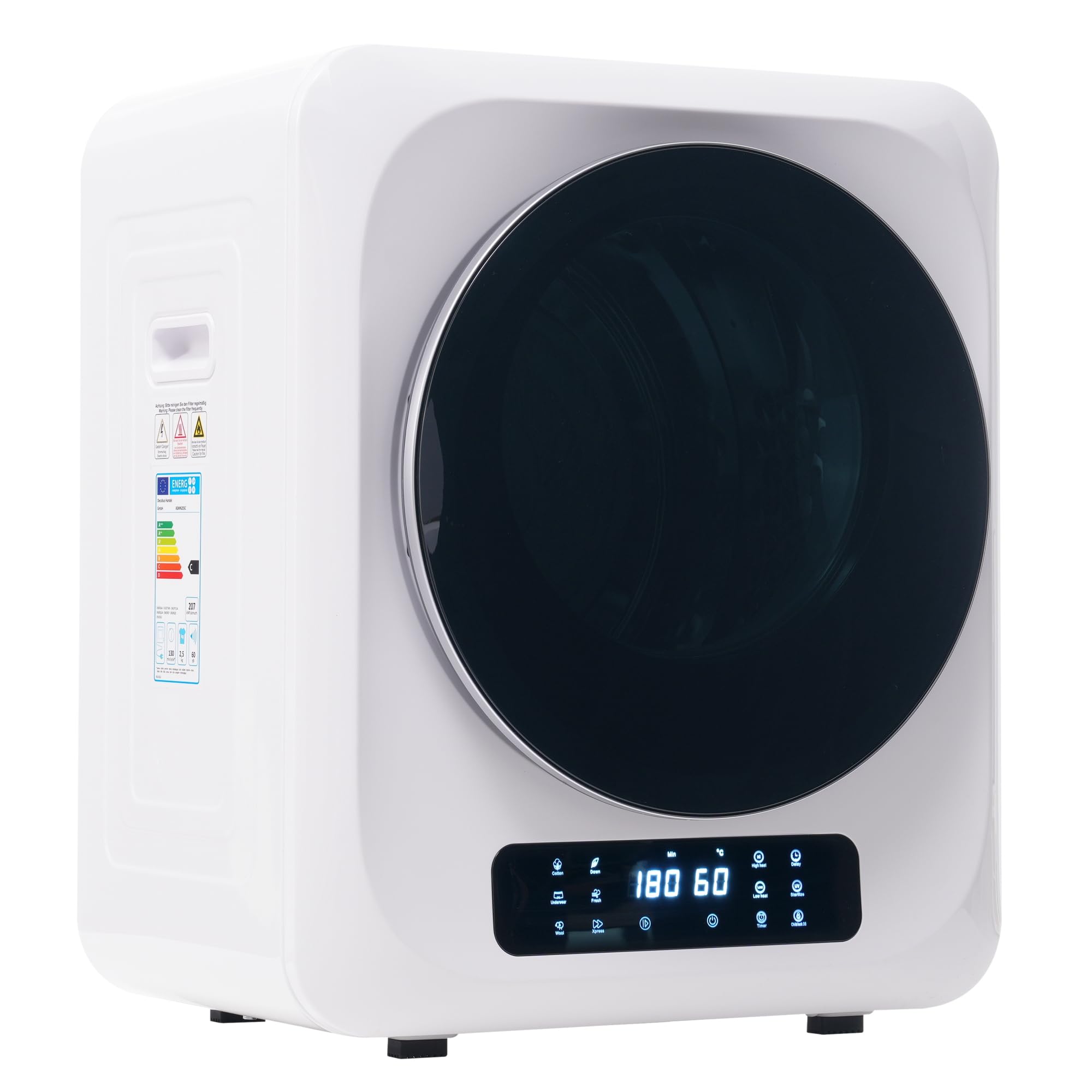 Abgastrockner Wäschetrockner 3kg (4kg), 850W, Edelstahl, 6 Programme, UV-Sterilisation, Mehrfachfilter, Überhitzungsschutz, Wandmontierbar, Energieklasse G, Weiß